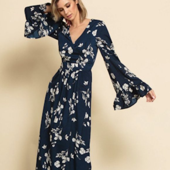 NWT Lucca Hailey Belted Wrap Maxi Dress - Picture 6 of 6